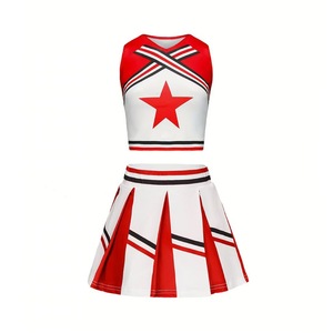 Ensembles personnalisés de hauts sans manches et shorts, nouveaux uniformes de cheerleading unisexes pour adultes, imprimés par sublimation, 100% polyester, kits OEM - Product Image 2