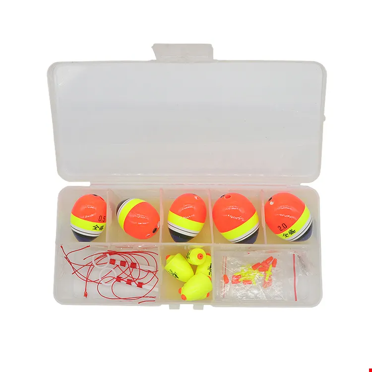 Harga kompetitif kualitas baik Set Bobber Floats Oval Abs liontin lubang ganda memancing Float rock Fishing Float set