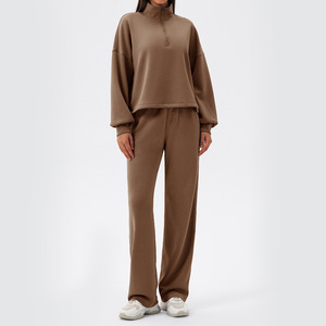Women Modal 2 Pieces Tracksuit Straight Pants Sweatshirt <b>Set</b> Autumn Winter Sports Running Fitness Casual Outfit - Product Image 4