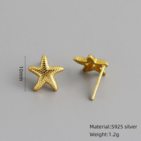 Boucles d'oreilles étoile de mer en argent sterling 925 plaqué or 18 carats style bohème