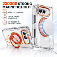 Étui magnétique avec support pour iPhone Duo, transparent, en TPU acrylique de 2,0 mm, maintien puissant 2300GS, cadre d'appareil photo, boutons tactiles