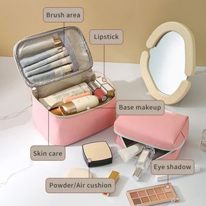 Pochette de voyage portable pour le maquillage, organiseur de cosmétiques, sac en cuir PU imperméable pour le maquillage et les cosmétiques - Product Image 5