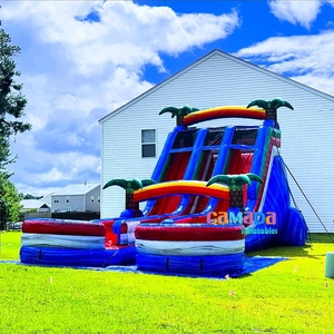 Structure gonflable de location pour événements : toboggan double avec mur d'escalade, glissades aquatiques en PVC 0,55 mm avec double piscine pour fêtes d'anniversaire et festivals - Product Image 1