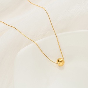 Collier pendentif boule <span class=keywords><strong>flottante</strong></span> en acier inoxydable de haute qualité, plaqué or antique, collier à boule coulissante pour femmes, bijoux - Product Image 4