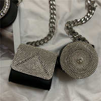 Vente chaude mini petit designer dames strass bandoulière course diamant ceinture en cuir sac banane pochette taille sac pour les femmes