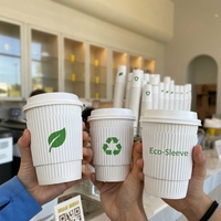 Gobelet à café en papier ondulé biodégradable anti-fuite avec impression de logo personnalisé, homologué FDA pour les cafés et la restauration