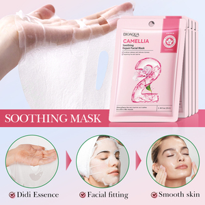 BIOAQUA Masque de soin du visage à l'extrait de plantes bio Camélia Romarin Menthe Apaisant Peau Hydratant Nourrir Anti-âge Feuille Masque facial - Product Image 4