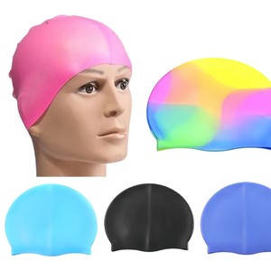 Bonnet de bain en silicone de couleur unie, imperméable, unisexe, pour adultes - Product Image 2