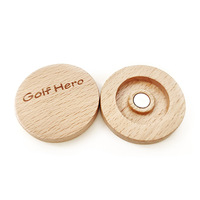 Marqueur de balle magnétique de golf personnalisé en bois et métal 20mm