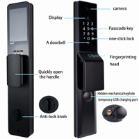Kunci Pintu Digital Pintar Otomatis Tuya WiFi Sidik Jari Kata Sandi Bel Pintu Aluminium Alloy Pintu Kayu/Baja Penyimpanan Cloud