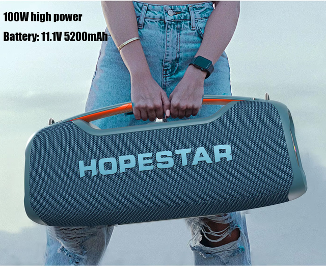 Original HOPESTAR A60 100w High Power Portable Party Sound Box Caixa De Som Potente Outdoor Karaoke Speaker with Mic & bluetooth