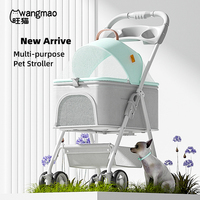 Nouvelle arrivée Fabrication à la mode en gros 4 roues universelles pas cher poussette pour animaux de compagnie chat et chien chariot de transport