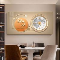Horloge murale décorative créative en porcelaine de cristal de luxe avec calendrier pour salon, salle à manger, chambre à coucher