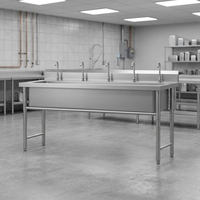 Évier long en acier inoxydable 201/304 épaissi, finition brossée mate, à cuve unique, pour le lavage de la vaisselle et des légumes, idéal pour les écoles et les maternelles