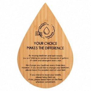 Custom Logo Printed <b>Drop</b> Shape Bamboo Hang Tags Wooden Gift Tags - Product Image 3