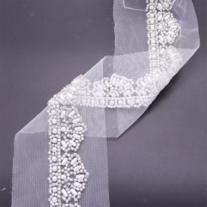 Đẹp Trung Quốc máy thêu Bridal ren <span class=keywords><strong>TRIM</strong></span> với Lưới Ngọc Trai và hạt có tính năng tuyệt đẹp ren đính - Product Image 4