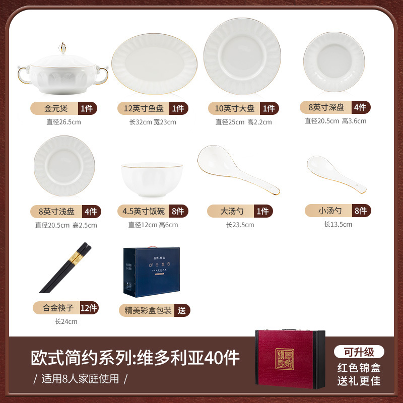 Victoria-40 piezas para 8 personas con oro y yuanes olla