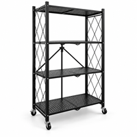 Étagère métallique pliable avec barrières de sécurité et roulettes verrouillables, organisateur de rangement pour cuisine et garde-manger