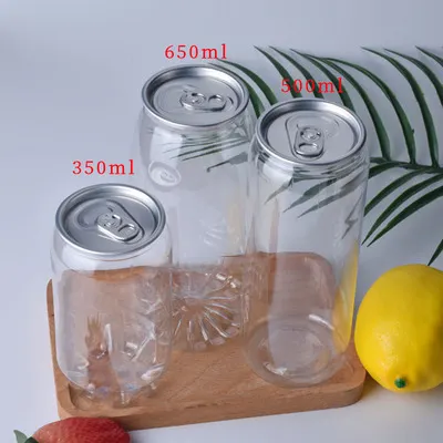 PET Disposable Drink Bottle Plastic Pop Can Transparent Sealed Bottle Packaging Can Milk Tea Food Packaging Bottle