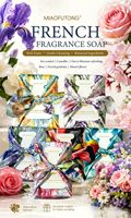 Savon de Luxe Français Parfumé 250g Emballage Cadeau en Tissu Soie 6 Senteurs Florales Nettoyant Hydratant Botanique OEM ODM