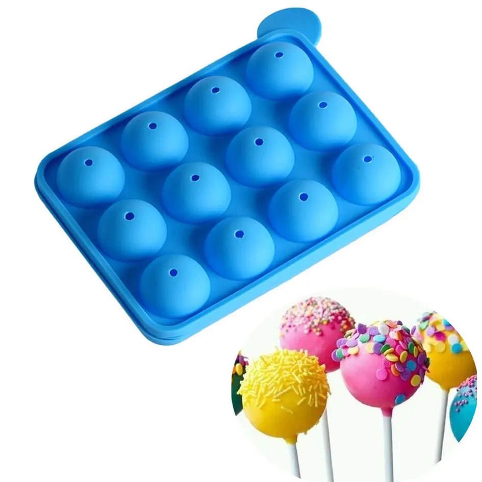 Op Maat Gemaakte Siliconen Cake Pop Maker Kit Lolly Bakvorm Chocolade Smeltkroes 12 Gaten Standhouder Voor Kid Diy