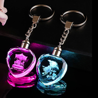 Fabricant de gros logo de voiture personnalisé Gravure laser 3D Light Up Keychain K9 Led Crystal Key Chain