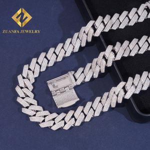 Cadena Gruesa de Joyería Hip Hop, Moissanita que Pasa el Test de Diamantes, Chapada en Oro sobre Plata 925, Cadena Cubana, Joyería Fina - Product Image 4