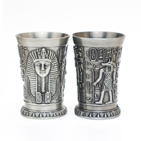 Vente en gros de pharaon égyptien rétro créatif design10cl petit verre à liqueur de forme ovale gravé unique avec vitrines