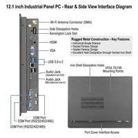 Panel PC Industrial de 12.1 Pulgadas con Pantalla Táctil Todo en Uno, Compatible con Windows 8+128GB 1024*768 para Automatización