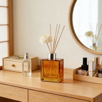 Bouteilles diffuseuses carrées en verre de 100 ml, 200 ml, 300 ml pour huiles essentielles, avec bouchon à vis et marquage à chaud