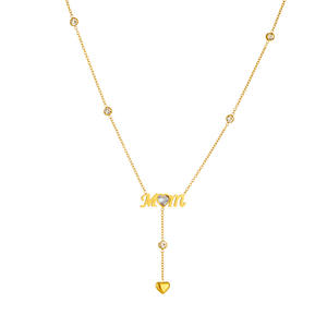 Moda mektup ve kalp kolye zarif bayan lüks elmas kolye basit paslanmaz çelik altın + püskül + kolye + kolye - Product Image 5