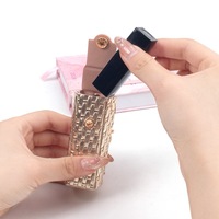 Étui à rouge à lèvres portable haut de gamme 2025 en PU motif pierre, avec porte-clés, miroir de maquillage et mini couvercle rabattable