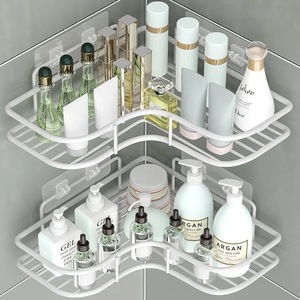Bathroom storage <b>rack</b>, no-drill, wall-mounted, traceless, multi-functional wrought iron mesh long storage <b>rack</b> - Product Image 2