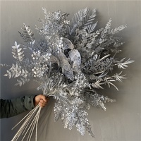 Silber Serie Hochzeits saal dekorative Decke hängen Nebel Nebel Eis Gras konserviert Kunststoff Blumen arrangement Schöne Blätter