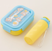 Ensemble de boîte à lunch pour enfants avec bouteille d'eau, boîte à sandwich, cuillère et fourchette, en plastique micro-ondable