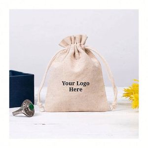Cotton <b>Drawstring</b> Bag Personalized Jewelry Packaging <b>Pouch</b>, Eco Friendly Gift and Favor Bag, Bulk Natural Cotton Fabric Bags - Product Image 1