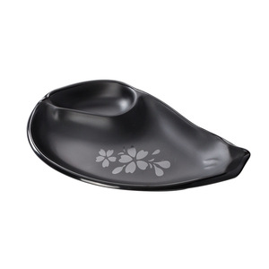A5 <b>melamine</b> tableware, black snack <b>plate</b>, irregularly shaped small <b>plate</b>, creative plastic dish, restaurant serving <b>plate</b>, - Product Image 2