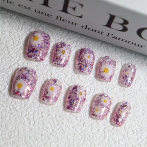 Uñas Postizas Cortas con Flores, Precio al por Mayor, Uñas Postizas Hechas a Mano, Uñas Acrílicas <span class=keywords><strong>Bonitas</strong></span> <span class=keywords><strong>de</strong></span> Alta Calidad con Múltiples Diseños, Proveedor - Product Image 1
