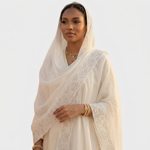 Wholesale Chiffon Shawl Floral Embroidery Rhinestone Edge Women Ethnic Scarf Lightweight Breathable Summer Daily Wear Wrap - Product Image 3