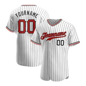 Maglia da Baseball personalizzata stile ricamo sublimazione all'ingrosso camicia uniforme da Baseball con striscia nera vuota
