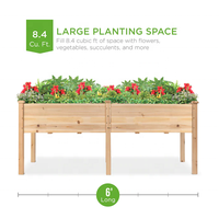 Grande jardinière double en bois avec pieds, lit de jardin surélevé en bois pour l'horticulture à la maison et les pots de fleurs et jardinières