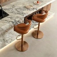 Tabouret de bar moderne et confortable, pivotant et réglable en hauteur, avec dossier, style luxe discret, pour usage domestique