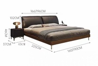 Cadre de lit moderne et luxueux en bois massif de chêne et cuir, réglable, avec rangement, tête de lit simple et lit moelleux pour la maison, l'hôtel et la chambre à coucher