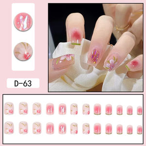 D-63 été glace <span class=keywords><strong>semi</strong></span> transparent 2024 nouveau design arc-en-ciel OEM presse sur les ongles en gros - Product Image 5