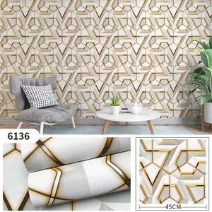 Carta da Parati 3D Autoadesiva Geometrica Floreale in PVC 45cm*10m, <span class=keywords><strong>Adesivi</strong></span> Murali Impermeabili <span class=keywords><strong>per</strong></span> Decorazione Soggiorno e Camera da Letto - Product Image 4