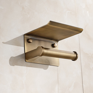 Porte-papier toilette mural en aluminium oxydé mat, design rectangulaire contemporain, pour salle de bain - Product Image 1