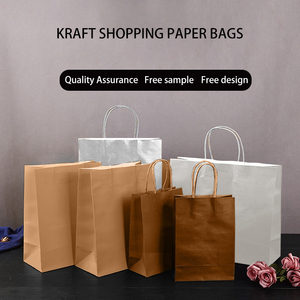 Bán buôn đầy đủ biểu tượng tùy chỉnh in mua sắm túi giấy với xử lý màu nâu và trắng Kraft túi giấy với logo riêng của bạn - Product Image 2