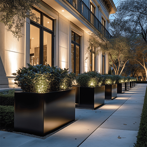 Maceta <span class=keywords><strong>Rectangular</strong></span> de Metal grande de gama <span class=keywords><strong>alta</strong></span>, caja de maceta para plantas, jardinería, polvo recubierto, maceta de Patio de flores de Metal grande de larga duración - Product Image 3