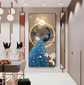 ภาพวาดติดผนังคริสตัลลายนกยูงสุดหรูหราสไตล์โมเดิร์น พร้อมไฟ LED สำหรับตกแต่งบ้าน ห้องนั่งเล่น และสำนักงาน - Product Image 6