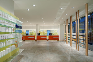 Modern Pharmacy Furniture Medical Shop <strong>Glass</strong> Wall Display Fixture Custom Pharmacy Wall Mounted <strong>Shelving</strong> - Product Image 2